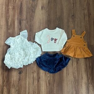 Baby Girl- Holiday Dresses, and Sweater and Skirt Set, Size 0-3
